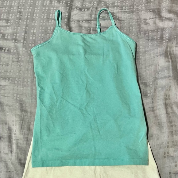 Aqua Tank Top Girls 7/8 Spaghetti Strap So “Cutest Cami” Lined Built-in Bra - Picture 3 of 12
